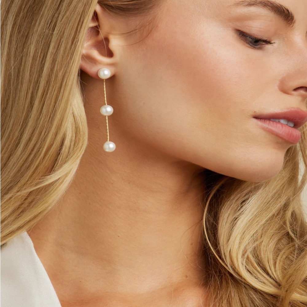 Gold and Pearl Drop Earrings